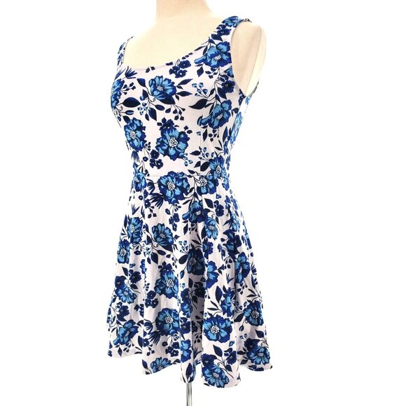 H&M Divided 8 Dress Floral Sleeveless Skater Summer Flare Mini Retro - Picture 4 of 10